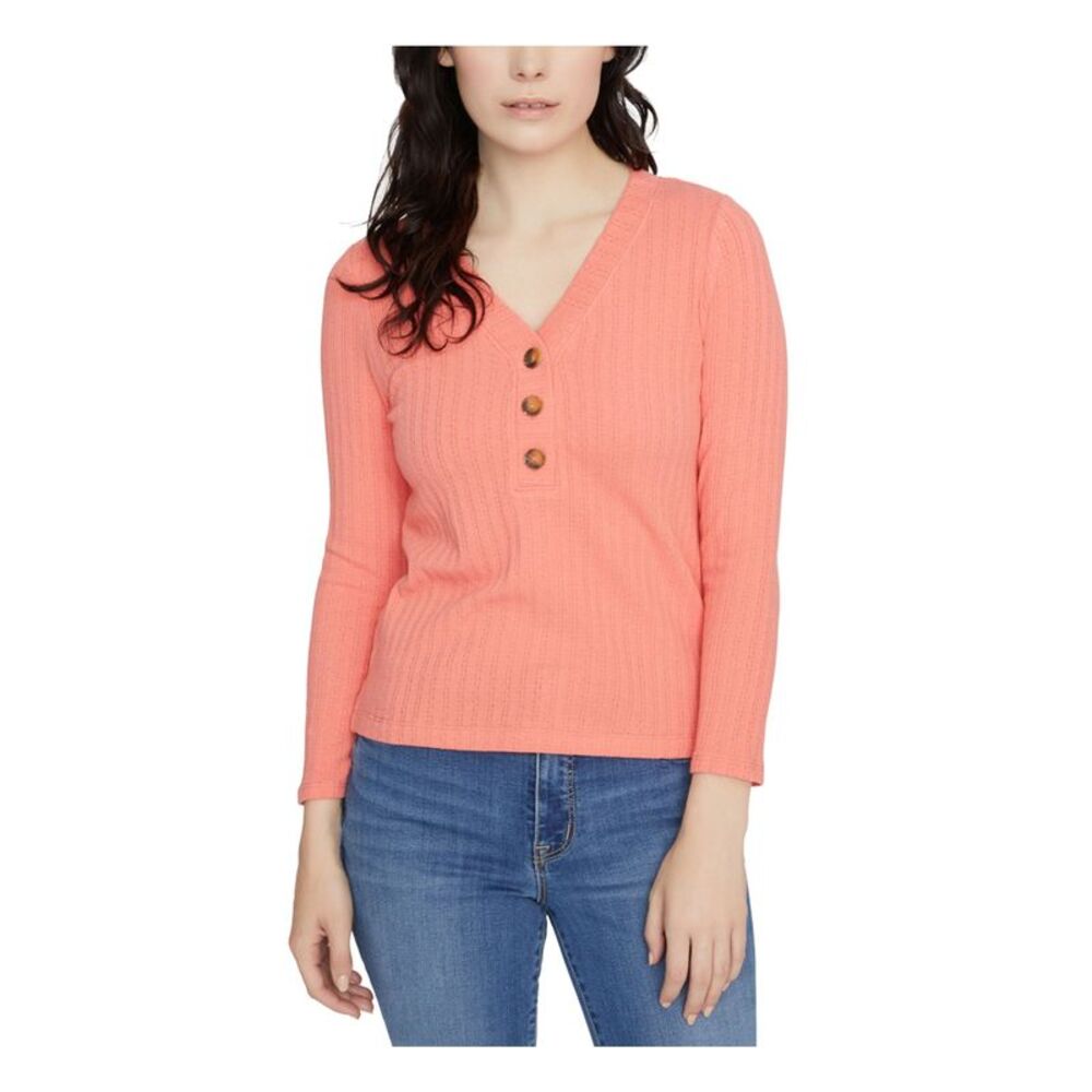 SANCTUARY Womens Coral Long Sleeve V Neck Top XS - Picture 1 of 4
